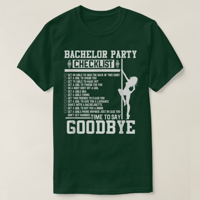 Mens Bachelor Party Checklist Groom Groomsmen Wedd T-Shirt (Design Front)