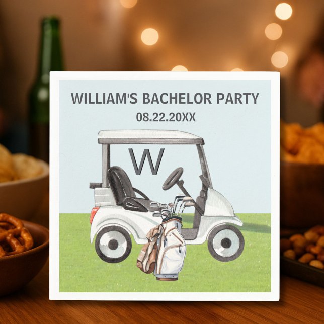 Men's Bachelor Party Golf Theme Monogram Napkin (Creator Uploaded)