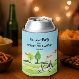 Men's Bachelor Party Golf Theme Name Date Can Cooler