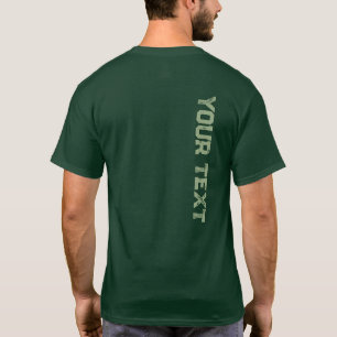Mens Back Design Print Distressed Font Green T-Shirt