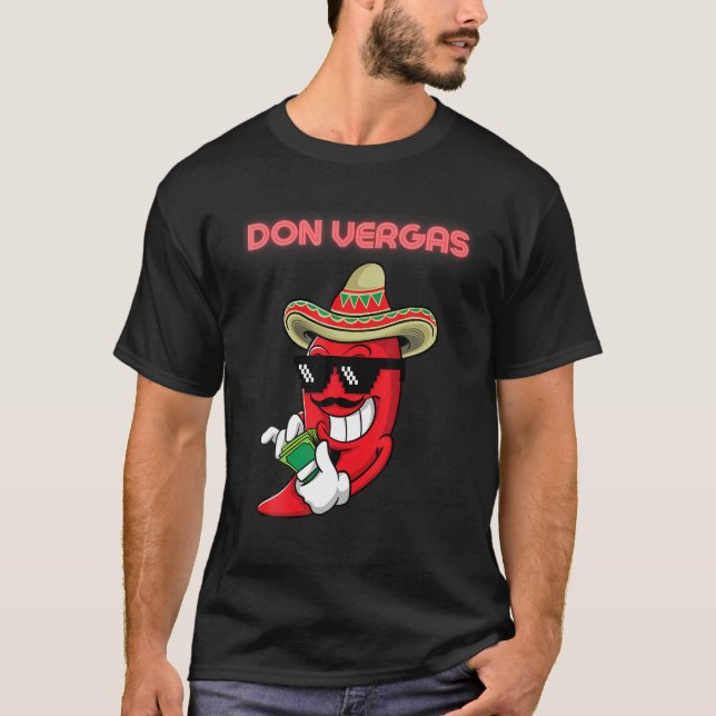 Mens Badass Red Hot Chilli Pepper Don Vergas T Shi T-Shirt (Front)