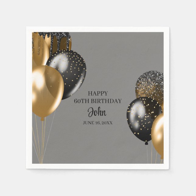 Mens Balloons Birthday  Napkin (Front)