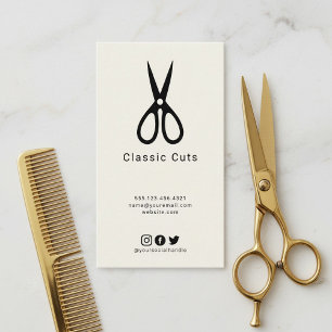 Mens barber hair cut with small scissors logo business card