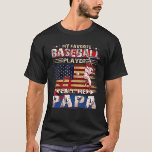 Mens Baseball Dad My Favourite Baseball Player Cal T-Shirt