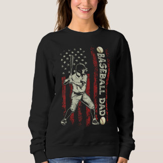 Mens Baseball Dad USA Flag For Dad Men Baseball F Sweatshirt