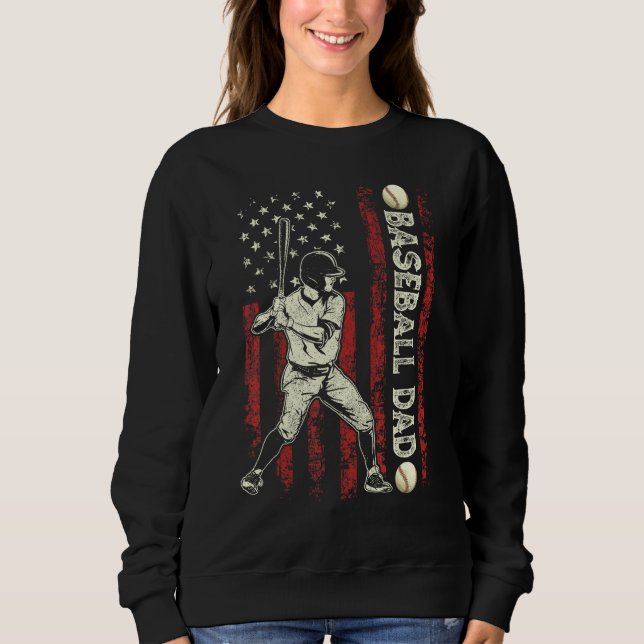 Mens Baseball Dad USA Flag  For Dad Men Baseball F Sweatshirt (Front)