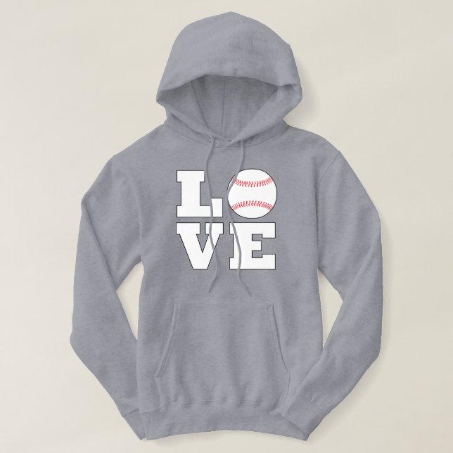 Men's Baseball LOVE Player or Coach Sports Team Hoodie (Design Front)
