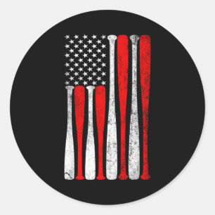 Mens Baseball Usa Flag Baseball Lover Baseball Dad Classic Round Sticker