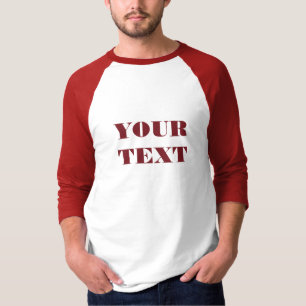 Mens Basic 3/4 Sleeve Raglan Template White/Red T-Shirt