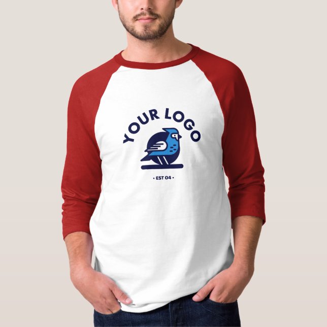 Men's Basic 3/4 T-Shirt - White/Red (Front)