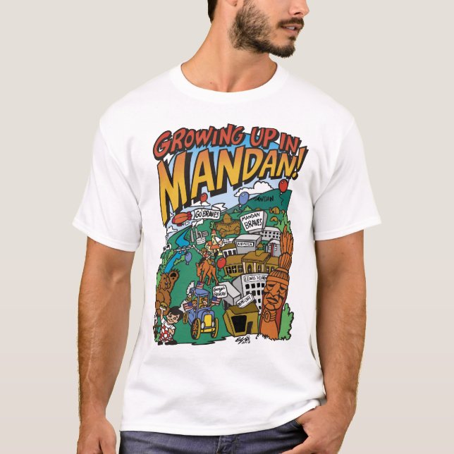 Men's Basic "Growing up in Mandan" T-shirt (Front)