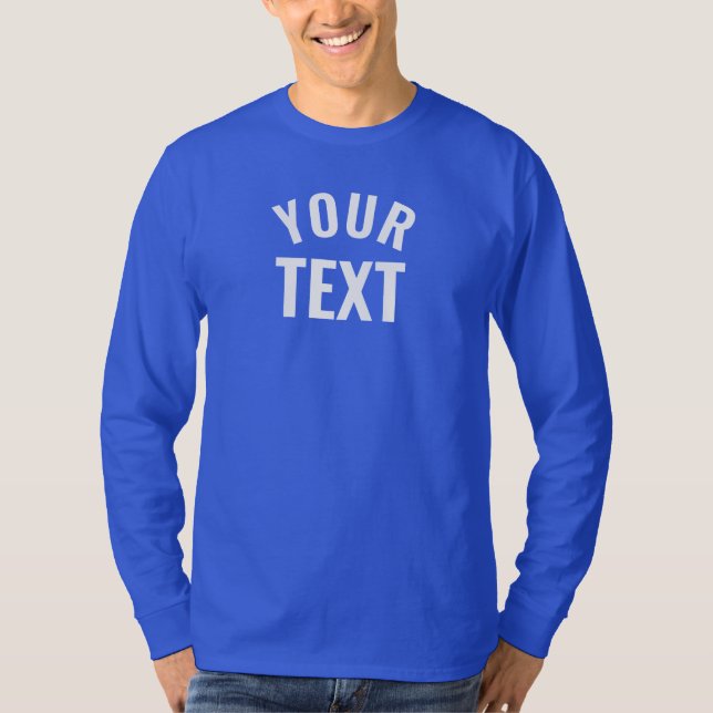 Mens Basic Long Sleeve Deep Royal Blue Modern T-Shirt (Front)