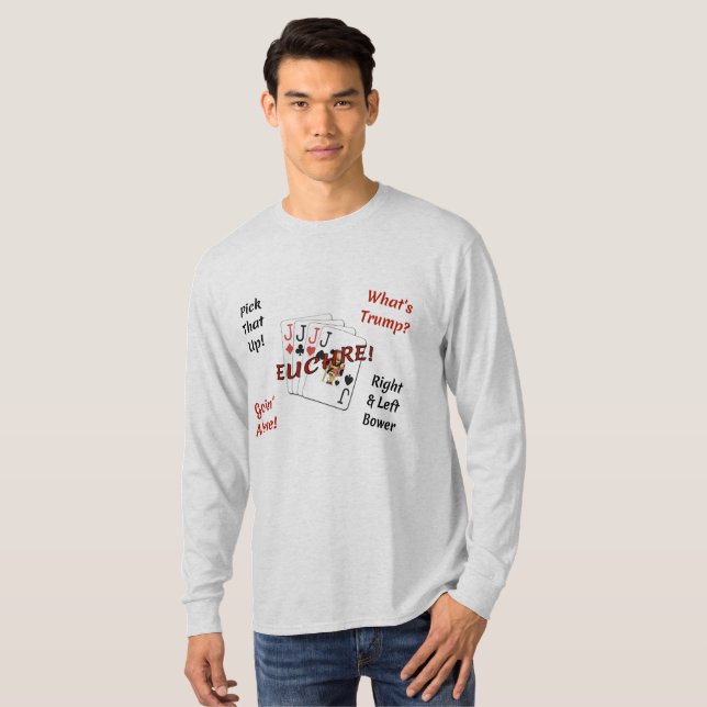 Men's Basic Long Sleeve T-Shirt - Euchre! (Front Full)