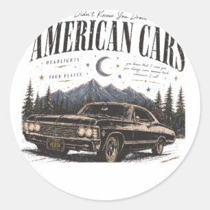 Men's Basic T-Shirt amiracn cars Classic Round Sticker