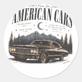 Men's Basic T-Shirt amiracn cars Classic Round Sticker