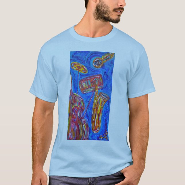 Men's Basic T -Shirt -Cool Blue Jazz T-Shirt (Front)