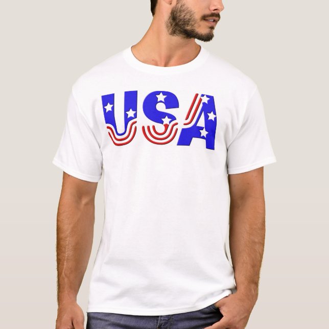 Men's Basic Tee - USA in Stars & Stripes (Front)