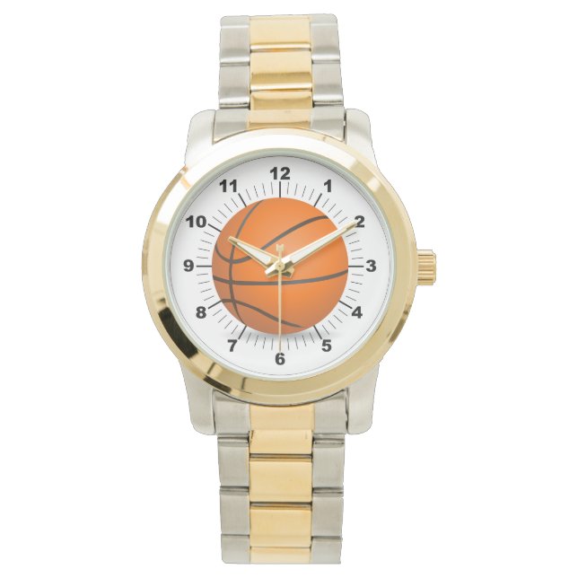 Men's Basketball Oversized Two-Tone Bracelet Watch (Front)