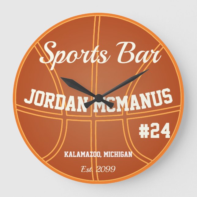 Men's  Basketball Sports Bar Clock Sign (Front)