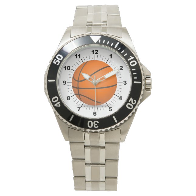 Men's Basketball Stainless Steel Bracelet Watch (Front)