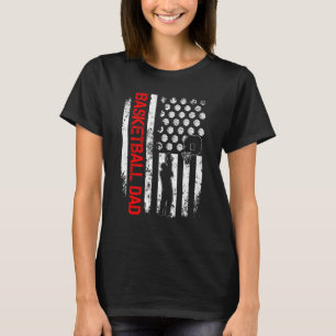 Mens Basketball Us American Flag For Patriotic Dad T-Shirt