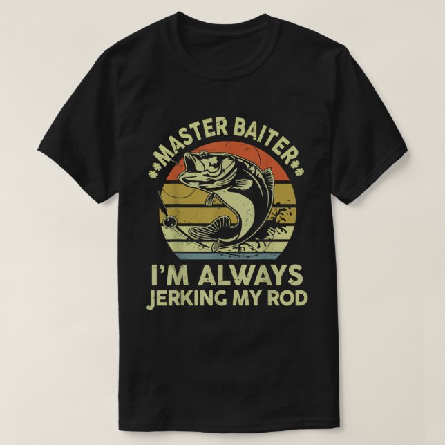 Mens Bass Fishing-shirt Master Baiter Papa Grandpa T-Shirt (Design Front)