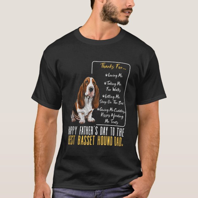 Mens Basset Hound Dad Happy Fathers Day The Best B T-Shirt (Front)