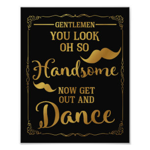 mens bathroom wedding sign gold