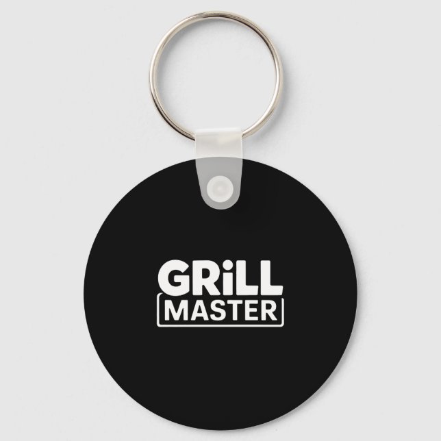 Mens bbq grill master backyard barbecue smoke king key ring (Front)