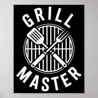 Mens bbq grill master backyard barbecue smoke king poster