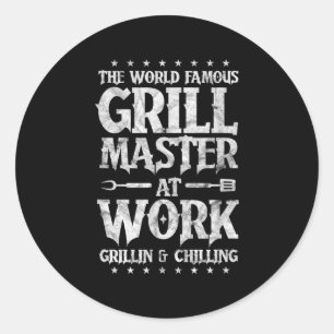 Mens Bbq Grillmaster Funny The World Famous Grill  Classic Round Sticker