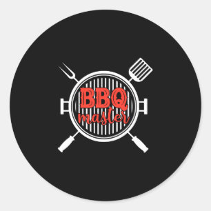 Mens bbq master fathers day present for funny dad classic round sticker