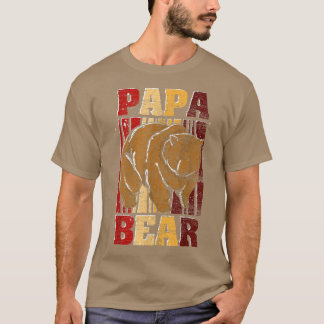 Mens Bear Family Dad Papa Animal Daddy Retro Papa T-Shirt