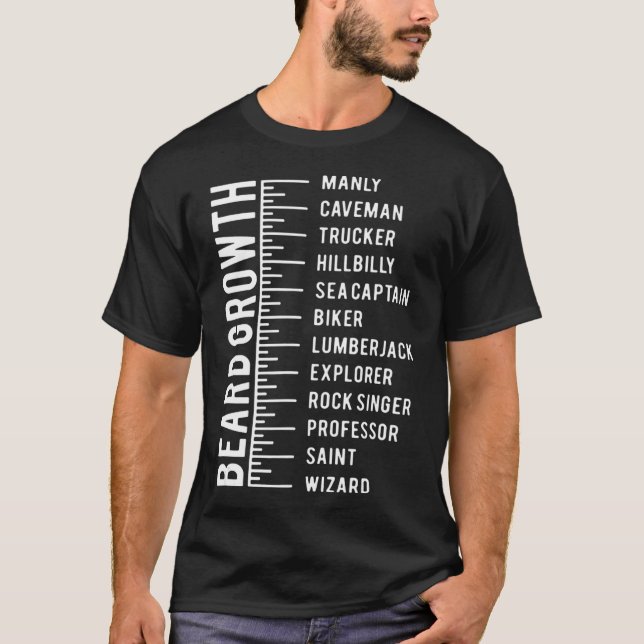 Men's Beard Growth Chart Measurement Bearded cygnu T-Shirt (Front)