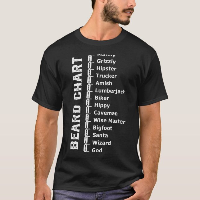 Mens Beard Length Chart Beard Measuring Tool Funny T-Shirt (Front)