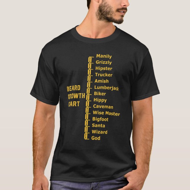 Mens Beard Length Chart Beard Measuring Tool Funny T-Shirt (Front)