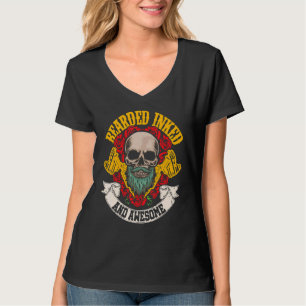 Mens Bearded Inked And Awesome Tattooed Dad T-Shirt