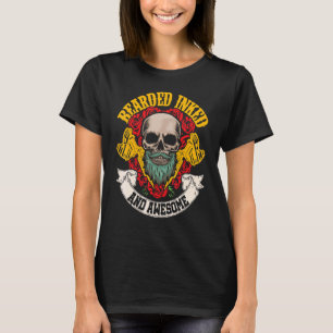 Mens Bearded Inked And Awesome Tattooed Dad T-Shirt