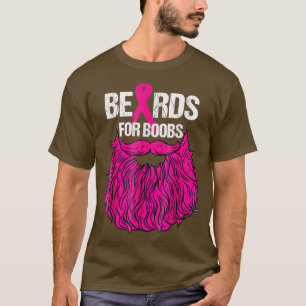 Mens Beards ForBreast Cancer Awareness Ribbon 2158 T-Shirt