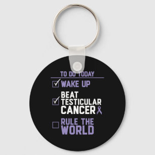 Mens Beat Testicular Cancer Rule the World Key Ring