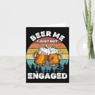 Mens Beer Got Engaged Funny Party Celebration Card
