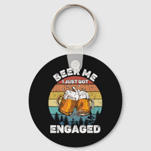Mens Beer Got Engaged Funny Party Celebration Key Ring