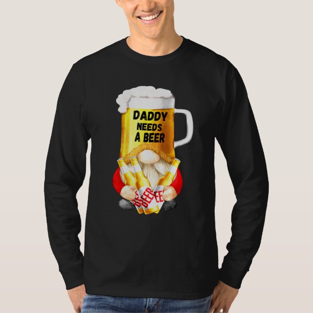 Mens Beer Mug Gnome Tee For Dad Gardener - Daddy N (Front)