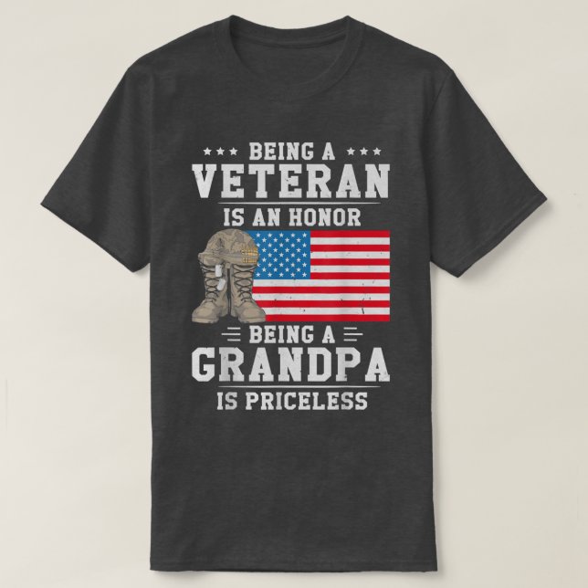Mens Being a Veteran Is an Honour Being a Grandpa  T-Shirt (Design Front)