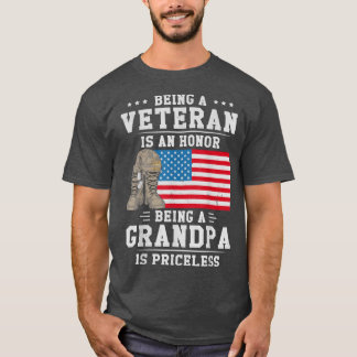 Mens Being a Veteran Is an Honour Being a Grandpa  T-Shirt