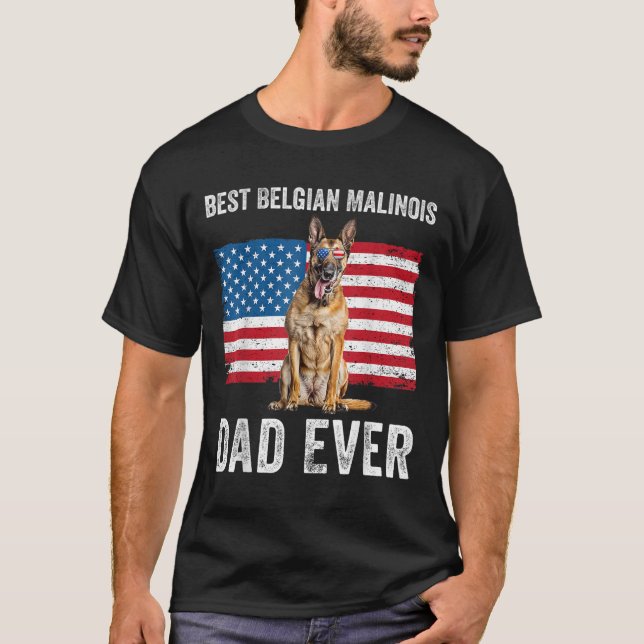 Mens Belgian Malinois Dad American Flag Belgian Sh T-Shirt (Front)