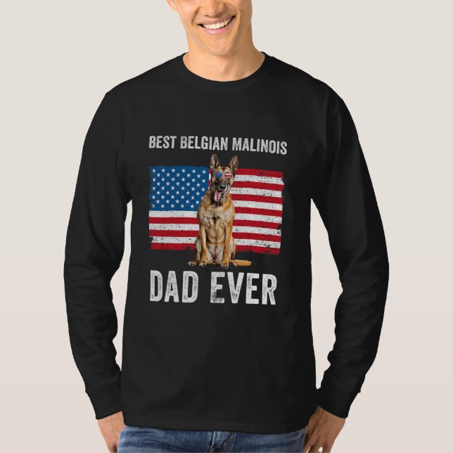 Mens Belgian Malinois Dad American Flag Belgian T-Shirt (Front)