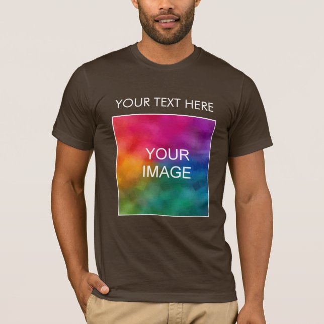 Mens Bella Canvas Brown TShirt Add Image Logo Text (Front)