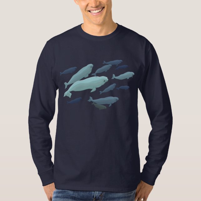 Men's Beluga Whale Shirt Whale Art Shirts (Front)