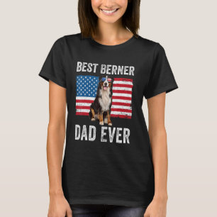 Mens Berner Dad American Flag Dog Fathers Day Bern T-Shirt
